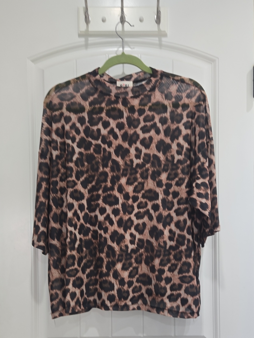 BiBi Leopard Print Long Sleeve Top - Brown & Black
